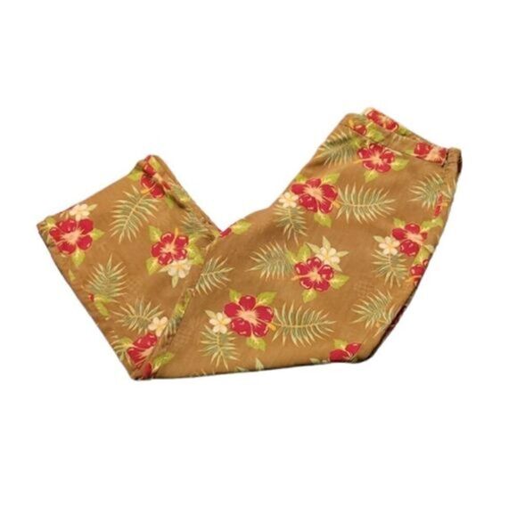 Tommy Bahama 100% Silk Tropical Printed Cropped Pants - Picture 2 of 6